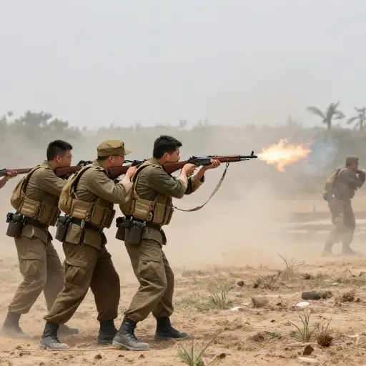 士兵们开火了。