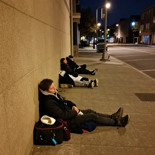 他发现人们在街上睡觉的可怜景象令人深感不安。