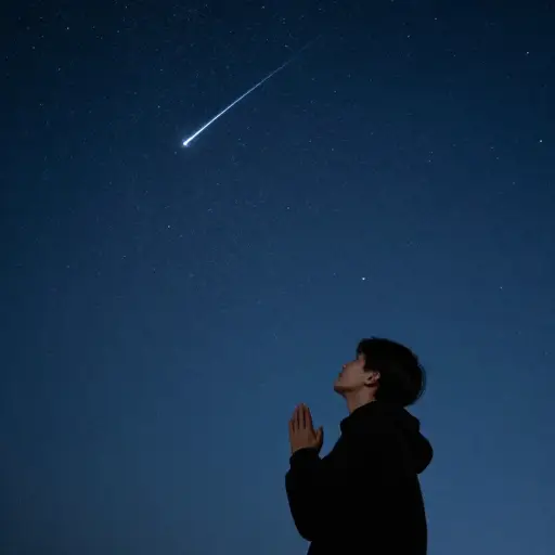 我看到流星时许了一个愿。