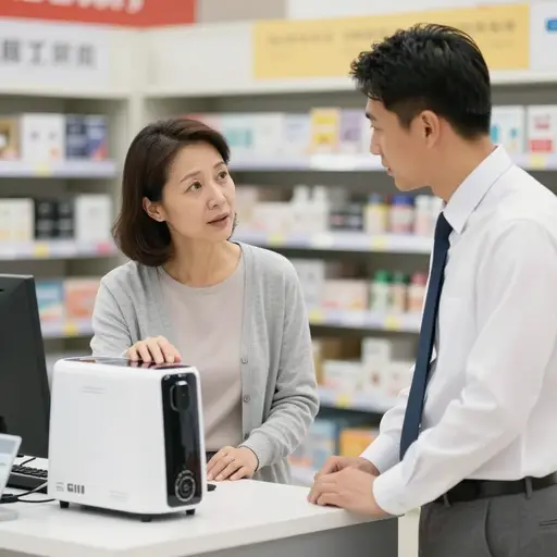 顾客试图就那台有缺陷的家电向店长交涉。