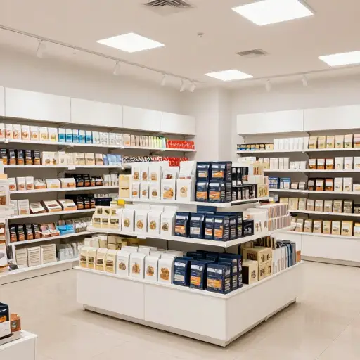 这家商店用明亮的灯光和吸引人的展示来推销他们的商品。