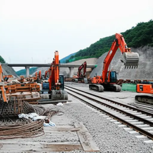 工程师们正在山底下挖掘隧道以修建新的铁路。