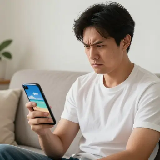 看到她豪华度假的照片，他嫉妒得不行。