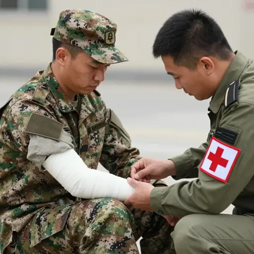 这名士兵在枪战中严重受伤。