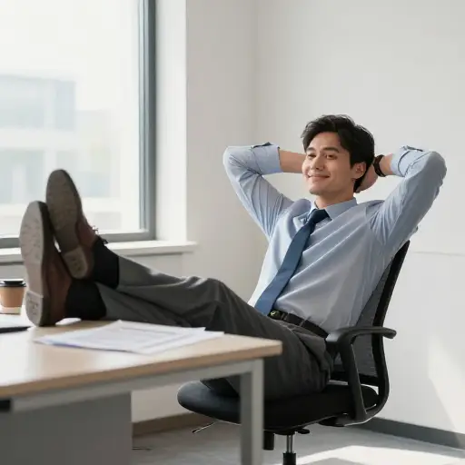 获得升职后，他开始自满，不再像以前那样努力工作。