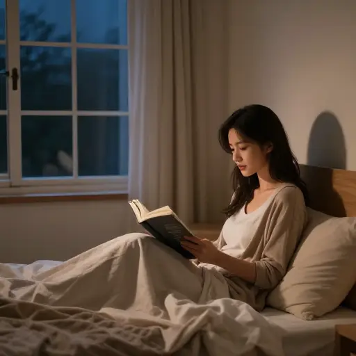 她喜欢晚上睡觉前看书。