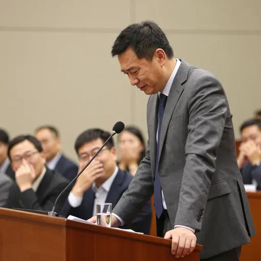演讲者被话筒线绊住后，一阵欢快的笑声在观众中蔓延开来。