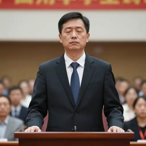 在向愤怒的人群讲话前，这位政治家停下来让自己镇定一下。