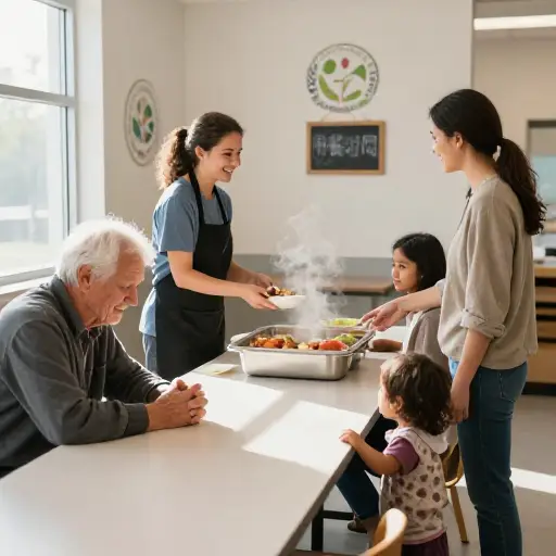 社区中心为贫困家庭提供免费食物。