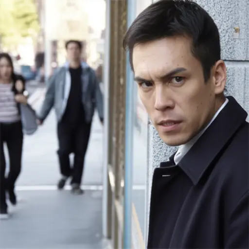 那个陌生人用凶狠的眼神威胁着路人。