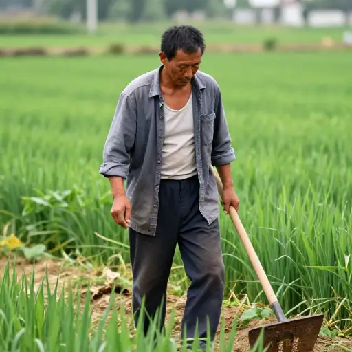 我叔叔是一位农民。