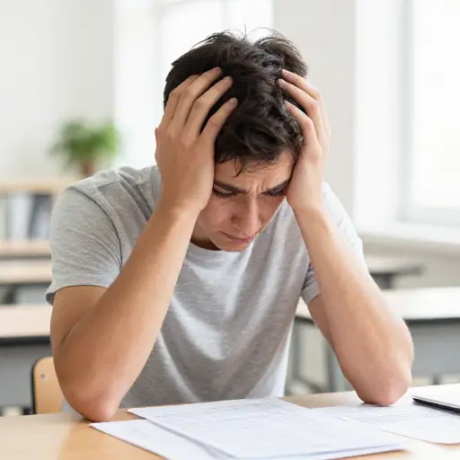 他对考试结果担心极了。