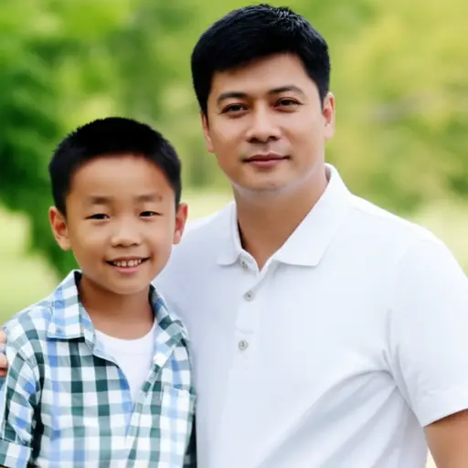 这个男孩的长相明显像他父亲。