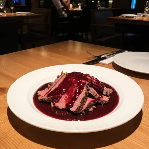 红酒酱牛肉听起来不错——我们就点那个吧。