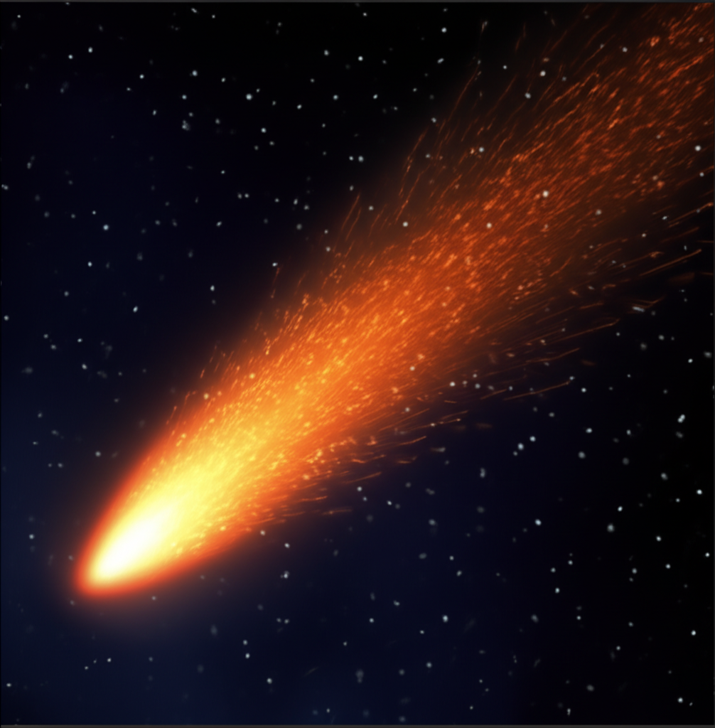 一颗彗星划过夜空。