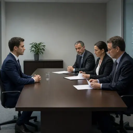 面试前，他能感受到房间里的紧张气氛。