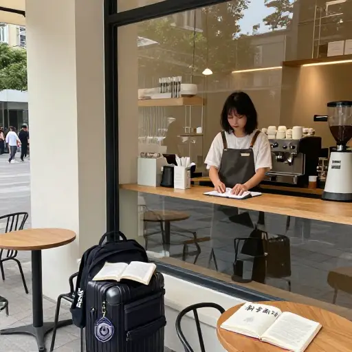她大学开学前在一家咖啡馆兼职打工。