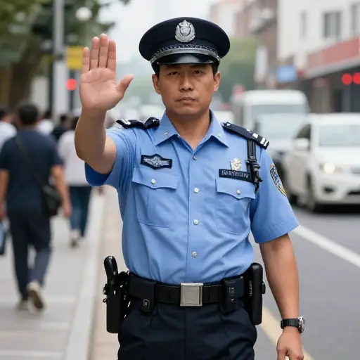 '待在这里，'警官命令道。