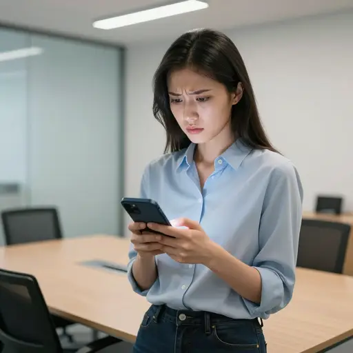 她收到一条紧急消息，不得不立刻离开会议。