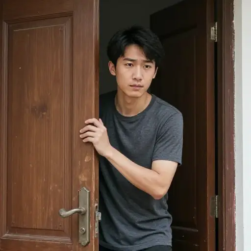 小心别让你的手肘撞到门框上。