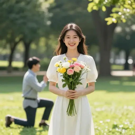 当他向她求婚时，她连续几天都欣喜若狂。