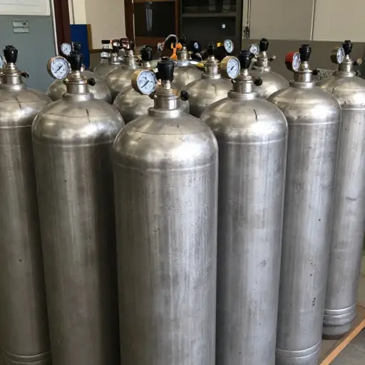 气体被储存在高压罐中。
