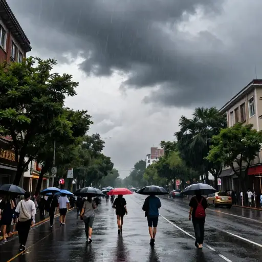 我以为今天会下雨，果然，下午开始下起了倾盆大雨。