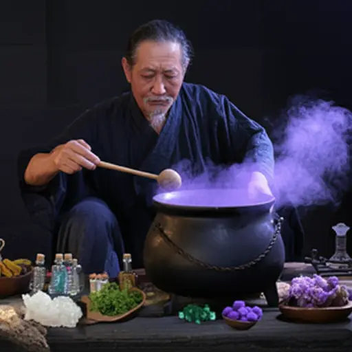 巫师调制了一种能治愈伤口的魔法药水。