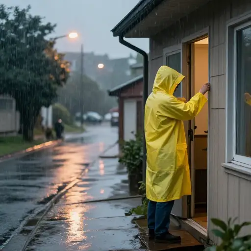 外面下雨了，别忘了穿上雨衣。