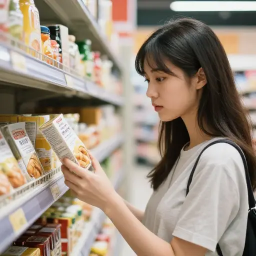 她对食物中的成分非常在意。