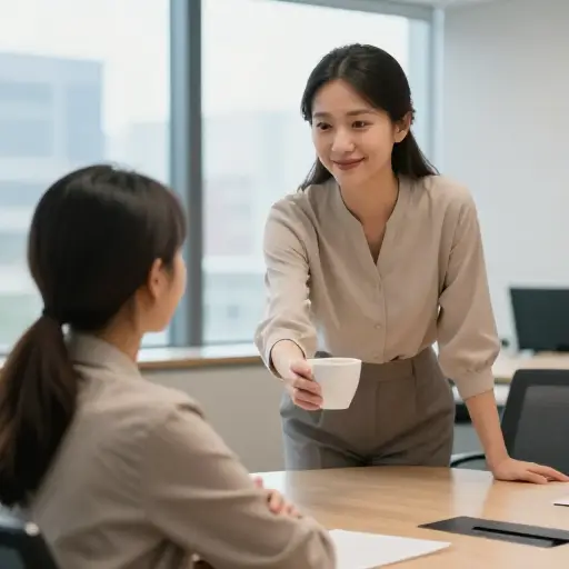 她用和解的语气提出建议，试图缓和紧张的气氛。