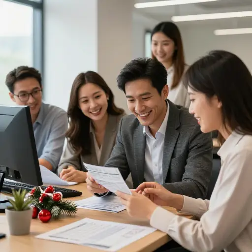 员工们在节日前收到了一笔丰厚的奖金。