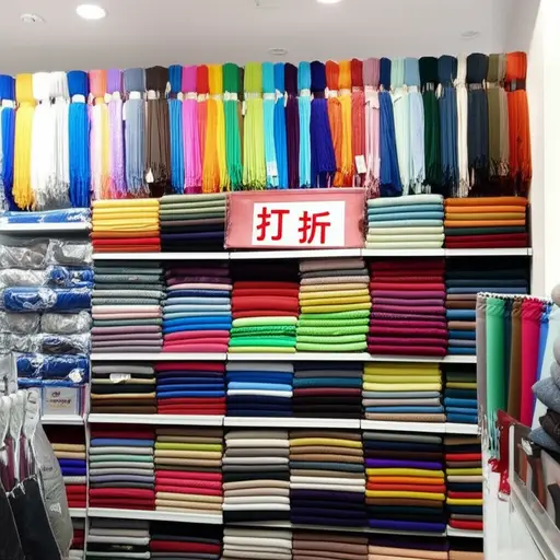 这些围巾在商店里打折出售。