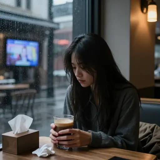 看了那部伤感电影后，她变得过分多愁善感，不停地谈论过去的遗憾。