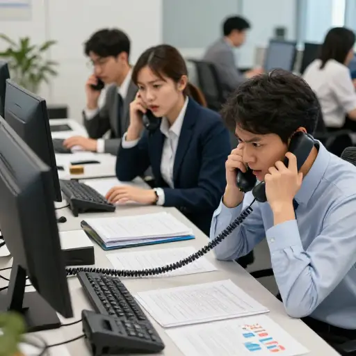 新闻爆发后，办公室被大量的电话淹没了。