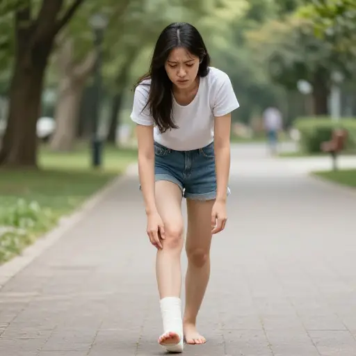 她受伤的脚踝走路时几乎无法支撑她的重量。