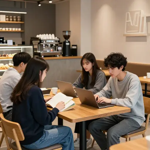 这家新咖啡馆是学生们的热门去处。