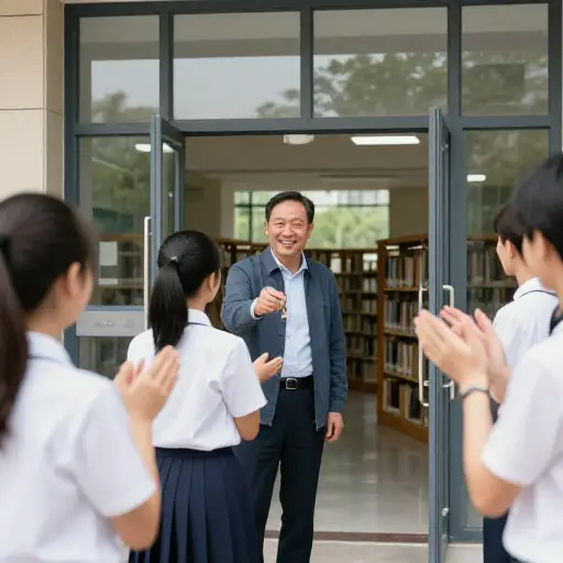 这位慷慨的赞助人为学校捐赠了一座新图书馆。