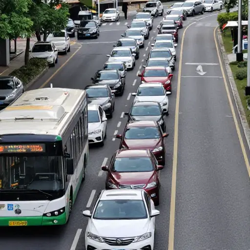 除了偶尔的专用车道，公交车遭受与其他机动车辆相同的拥堵。