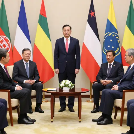 外交部长会见了来自几个国家的大使。