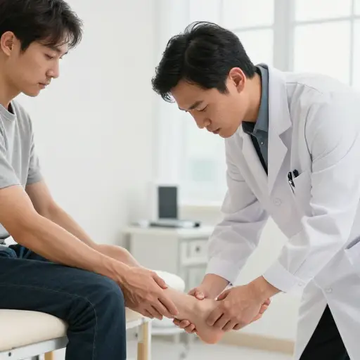 医生检查了我的脚。