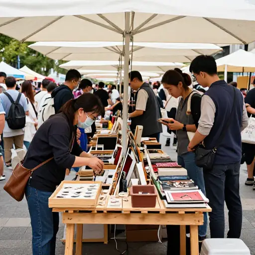 他在集市上租了一个摊位卖手工艺品。