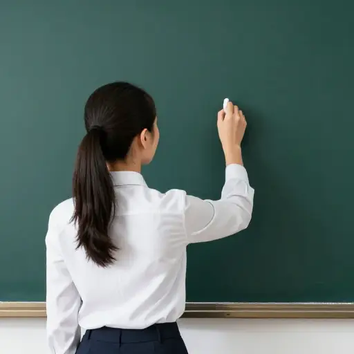 老师在黑板上写字。