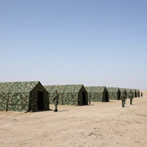 士兵们被驻扎在边境附近的一个军营里。