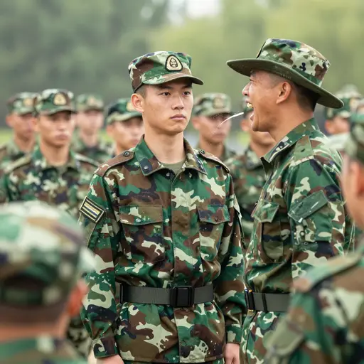 教官在他脸前几英寸处吼叫，这名士兵却岿然不动。