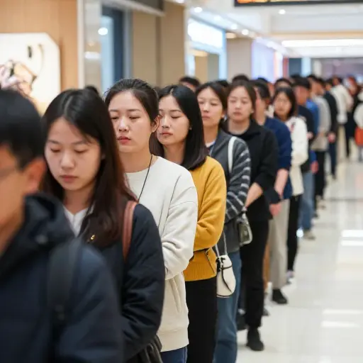 我不得不排队站了三个小时。