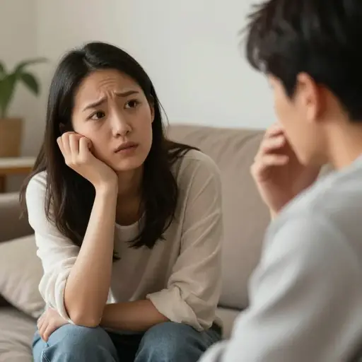 她静静地听着他倾诉他的烦恼。