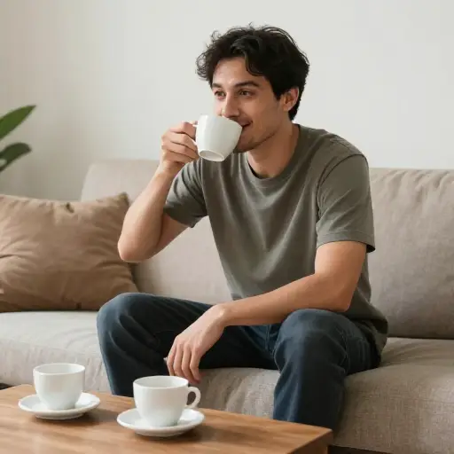 他以前一点也不喜欢喝咖啡，可现在每天都要喝好几杯。