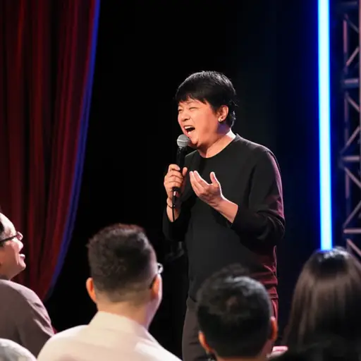那个脱口秀演员的段子太搞笑了，我们笑得停不下来。