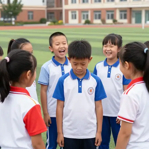 孩子们在操场上辱骂他。